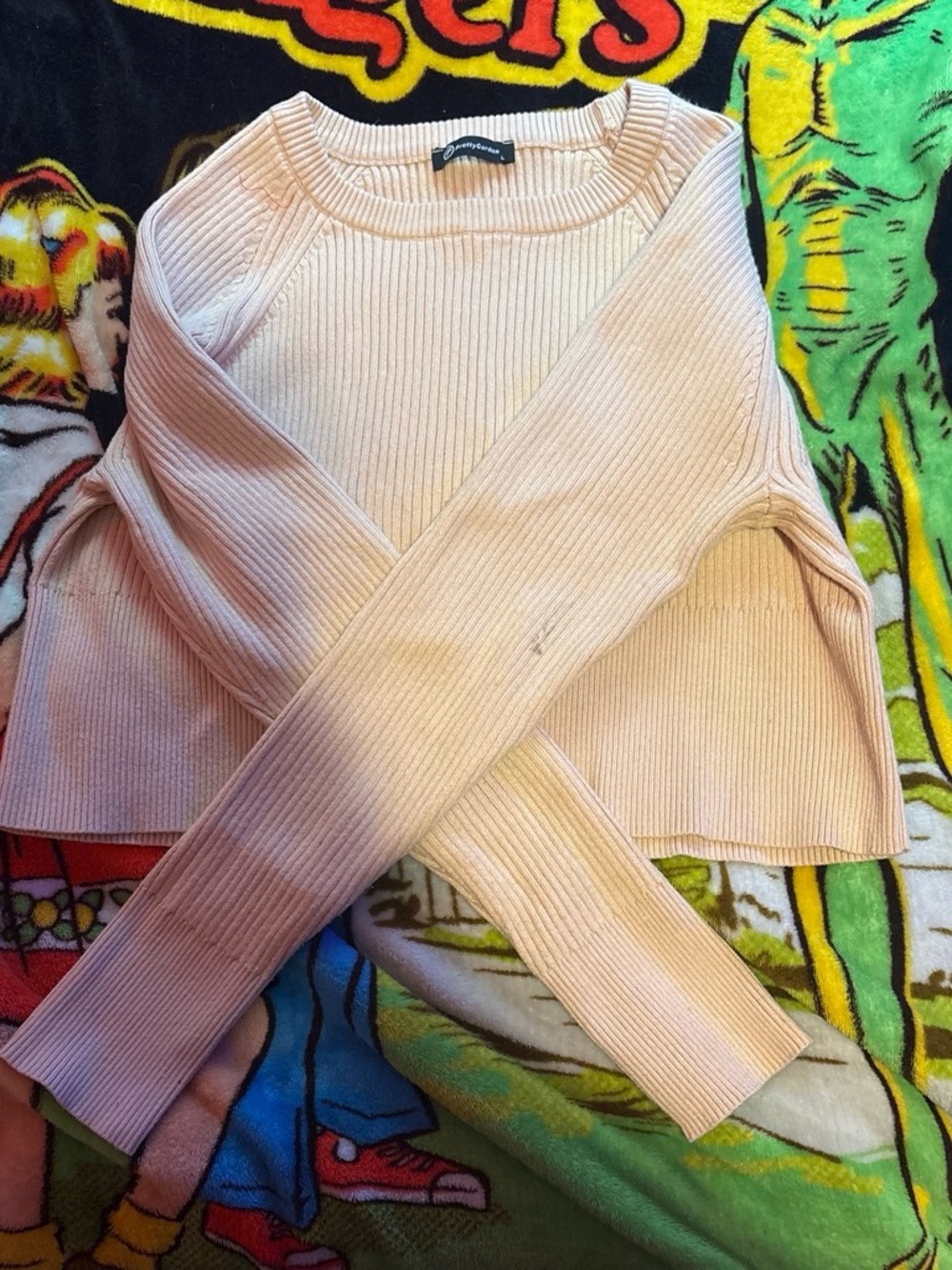 PrettyGarden Ribbed Rose Crop Top